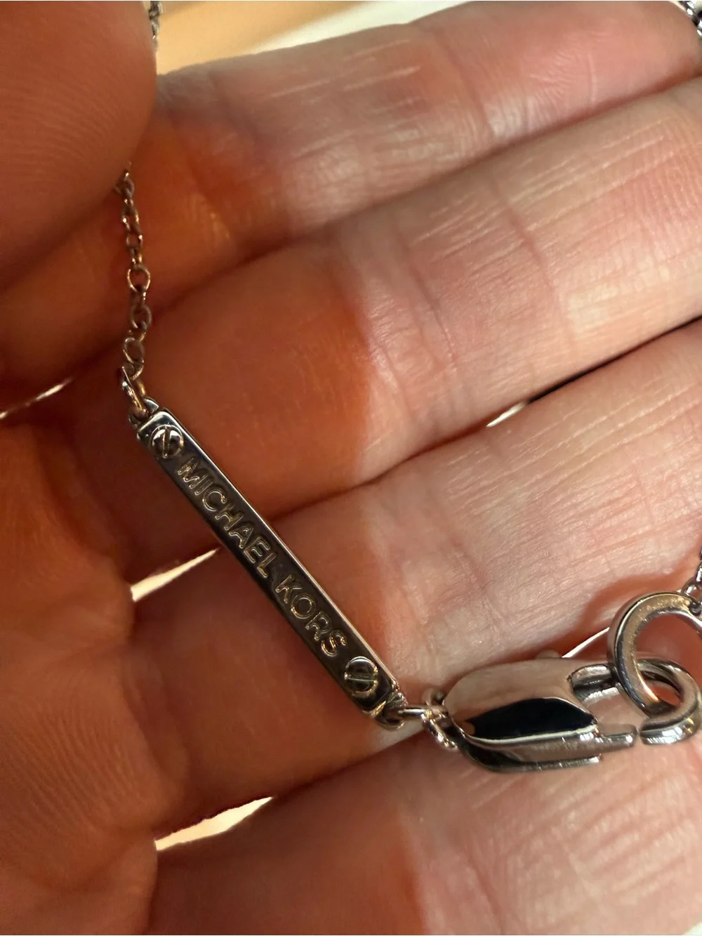 Michael Kors silver  Padlock & Key Pendant Necklace